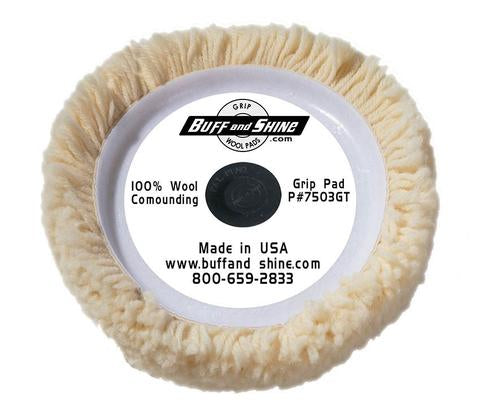 White Wool Grip Pad 100% 4ply - Compounding with Center Tee